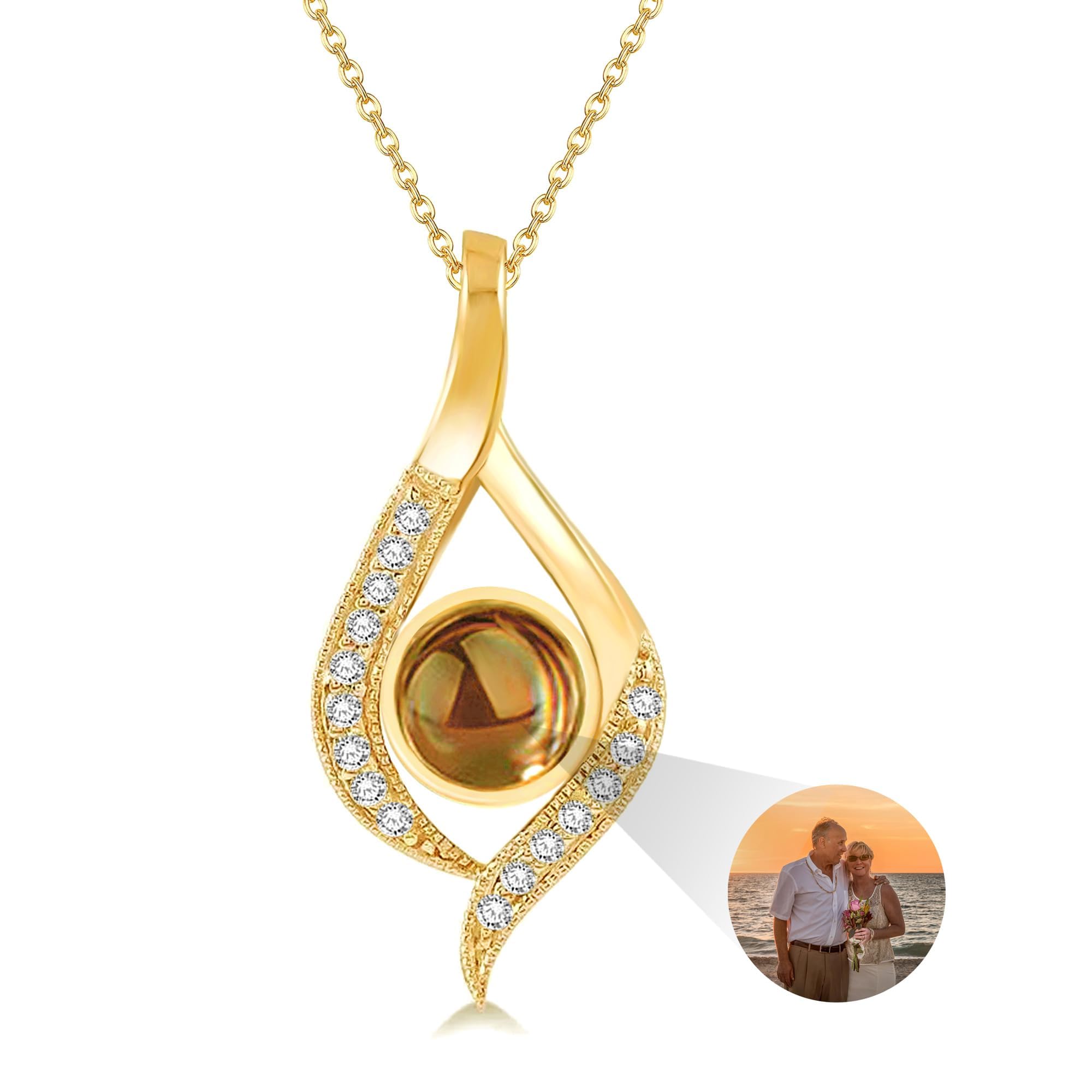 Collana con proiezione di immagini personalizzate Collana con pendente a goccia in argento sterling 925 Collana con proiezione di foto personalizzate Ti amo Collana in 100 lingue