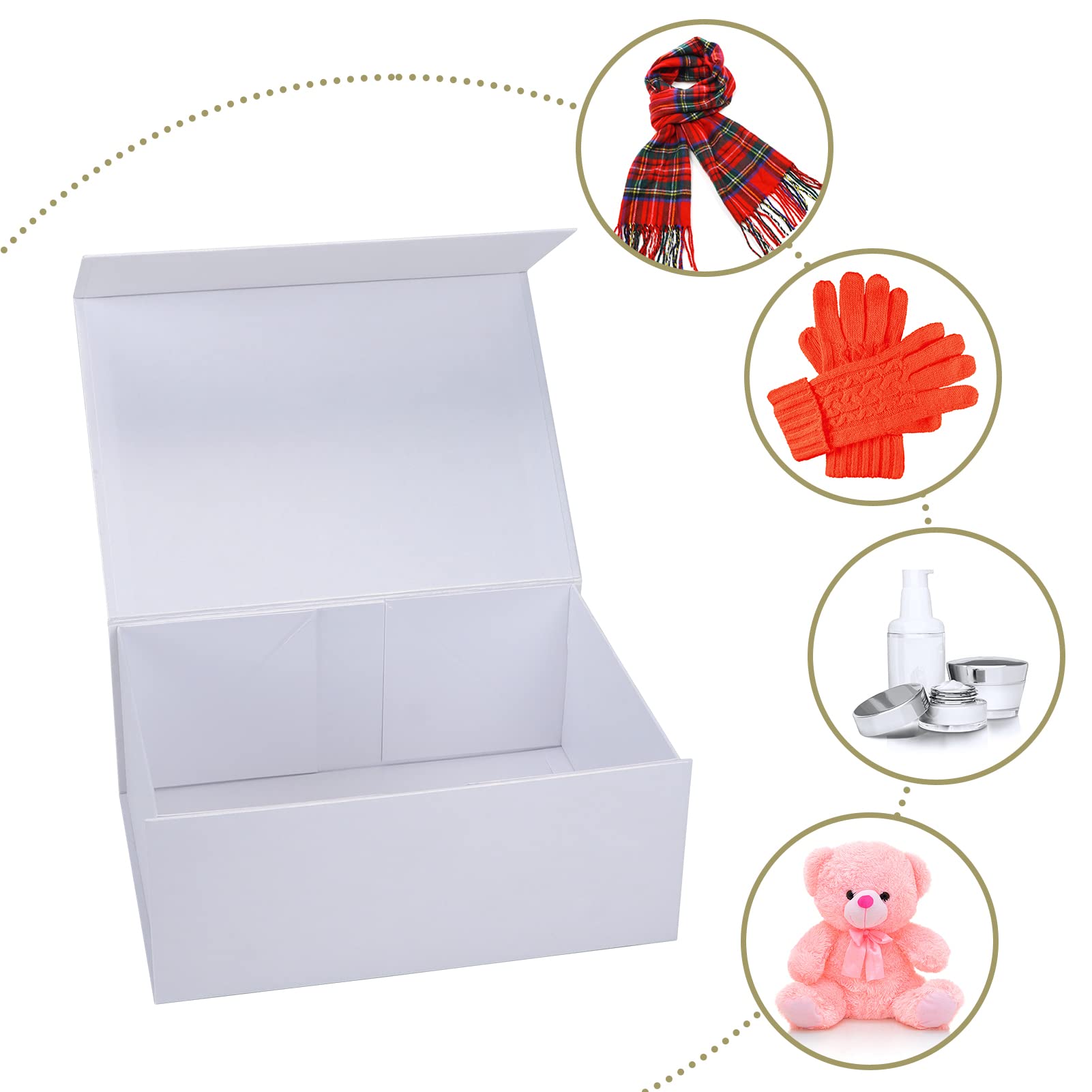 Giftgarden Confezione da 4 scatole regalo bianche 20,5 x 12,5 x 10,1
