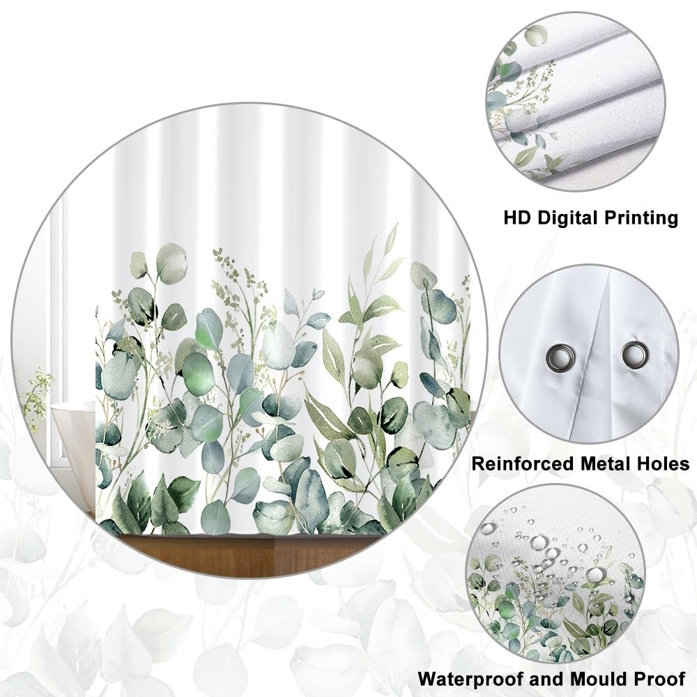 Green Eucalyptus Shower Curtain - Image 4
