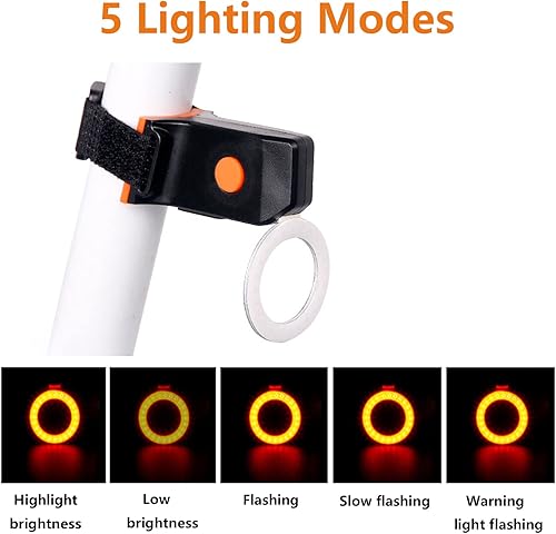 Miniatura 10 de Luz trasera de bicicleta, luz trasera LED recargable para bicicleta de noche, bonitos accesorios de bicicleta, luz trasera brillante en forma de