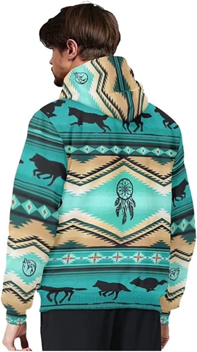 フリース ジッパー パーカー ネイティブ アメリカン ウルフ プラス