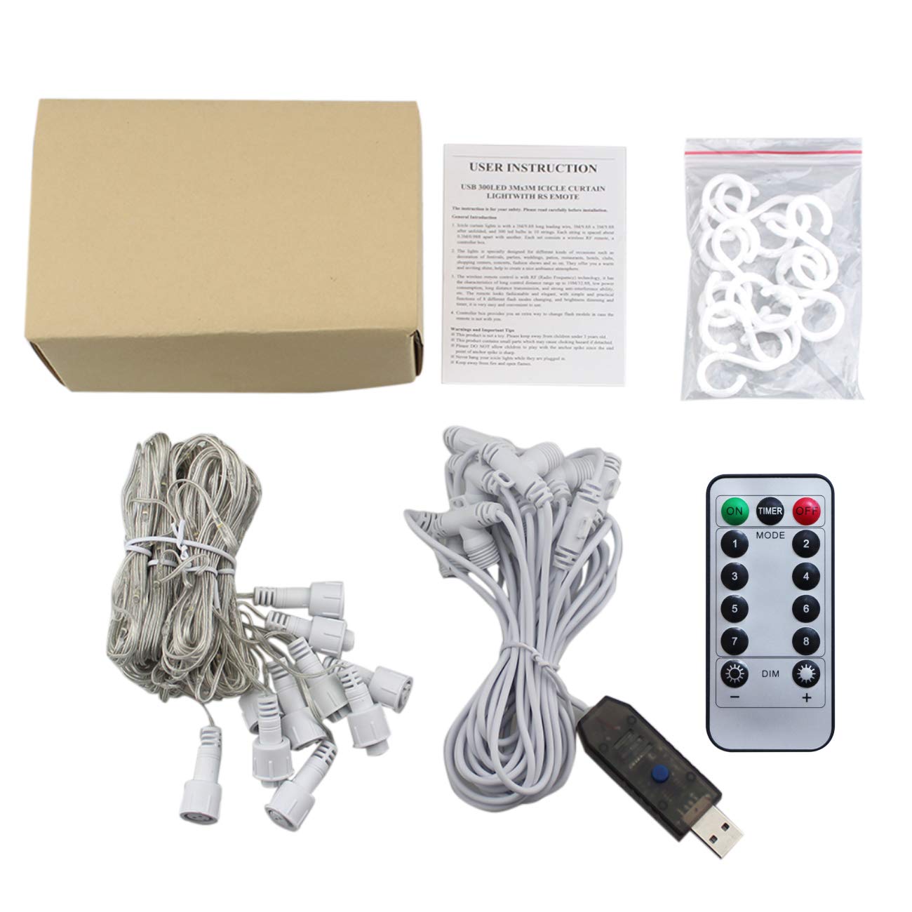 Luci LED for Tende da Finestra, 300 LED 8 modalità Luce Scintillante alimentata Tramite USB con Telecomando for Decorazione di Camera da Letto, Matrimonio e Sfondo Festivo /75