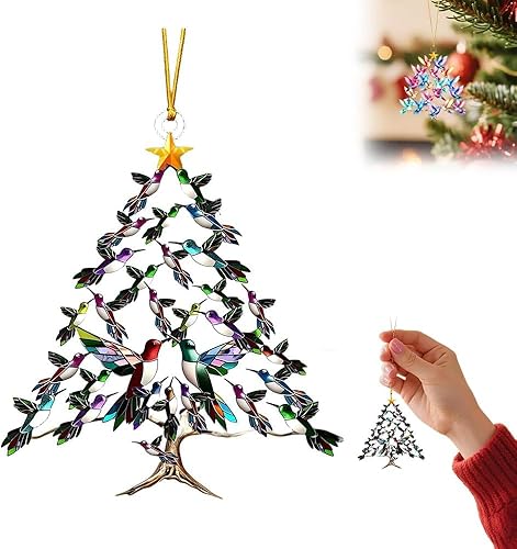 Adorno acrílico 2D de Navidad de colibrí, adorno de colibrí apilado para Navidad, adornos coloridos de invierno para decoración del hogar (color C)