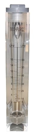 Neo-Pure Adjustable Panel Mount Water Flowmeter, 216 GPM, 1" MNPT Male Accurate Inline Flow for RO Systems, Filtration & Industrial Use Single Unit