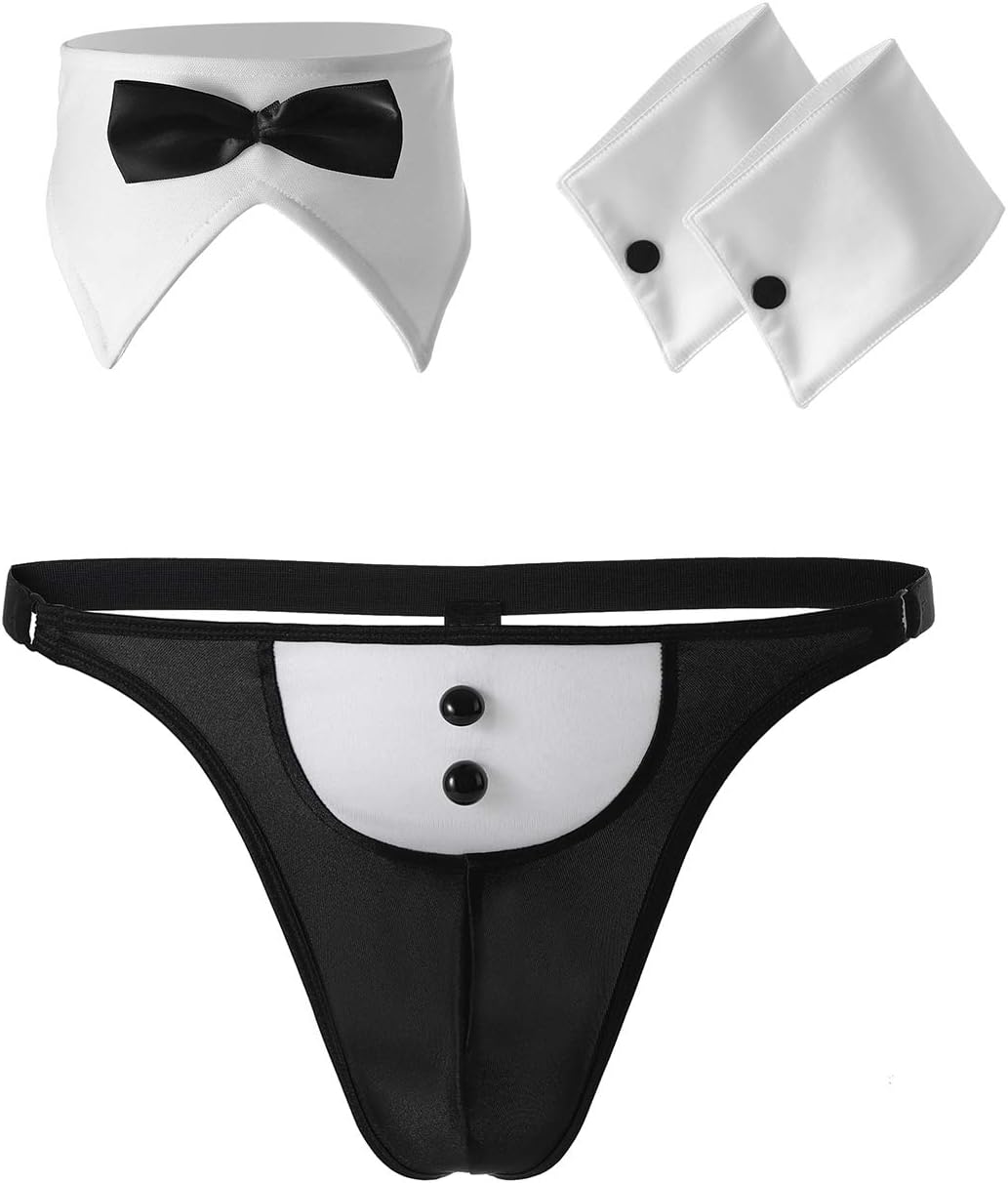 Mens Butler Lingerie Underwear Waiter Gentleman Costume Cosplay Outfits