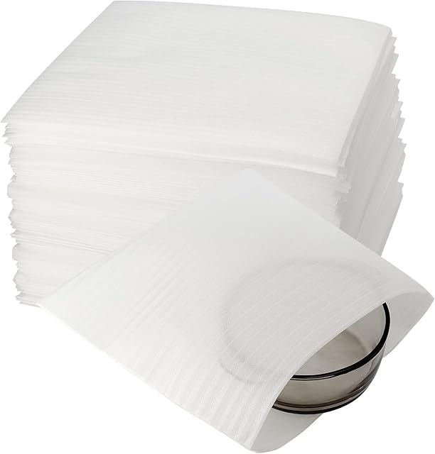 SINJEUN 150 Pack White Cushion Foam Wrap Pouches, 30cm x 30cm/12" x 12" Cushioning Wrap Sheets Foam Wrap Pouches for Protecting Packing Moving Dishes Glasses Bottles