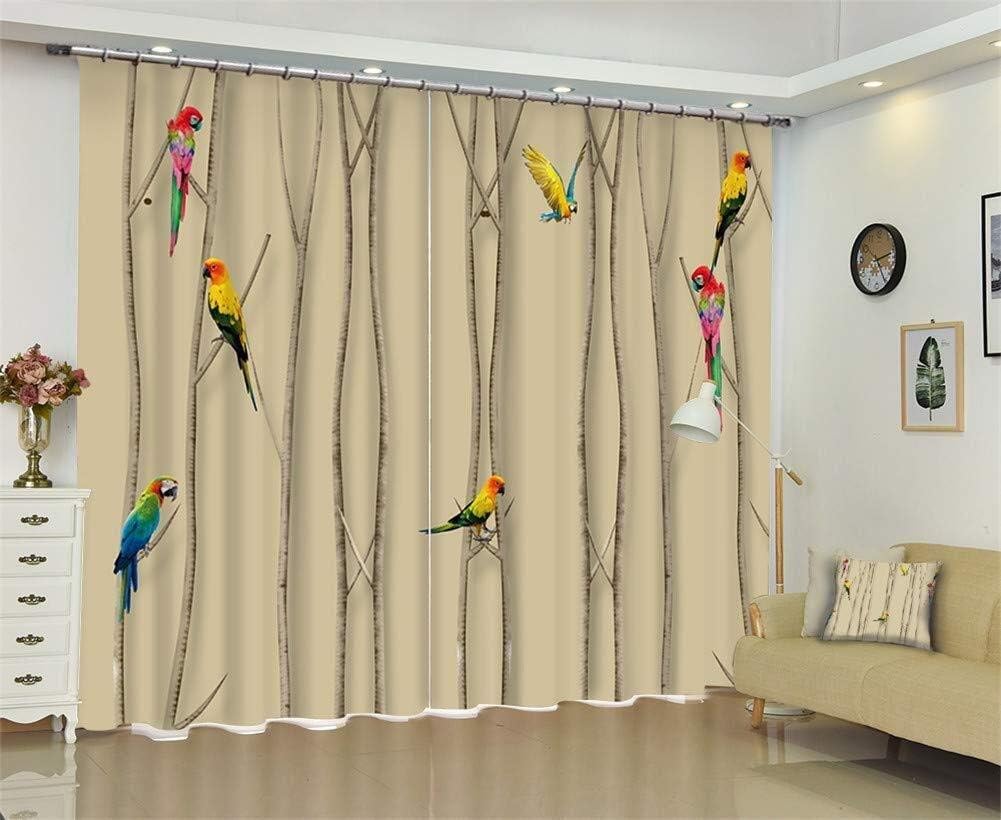 Curtains Classic Style Bird Design 3D Window Curtain for Living Room Noise Reducing Thermal Insulated Blackout Curtains Drapes Custom Size (Size : 2.64x1.6m)