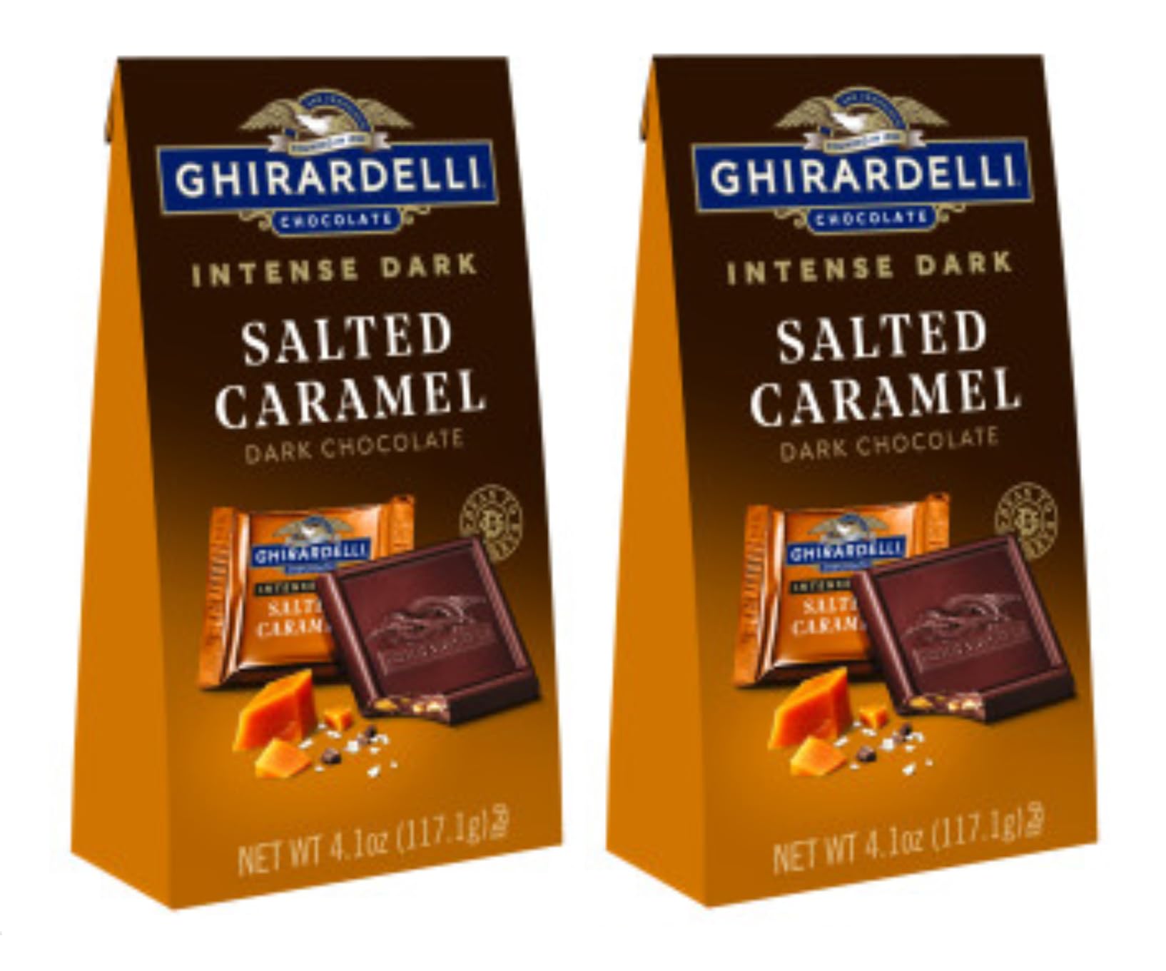 Ghirardelli Salted Caramel Dark Chocolate Intense Dark Medium Bag, 4.1 oz Pack of Two