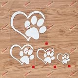 Huella de Perro Cachorro Amor Corazón, 15.2cm - Troqueladas sin fondo para Coche Barco Portátil Taza Teléfono