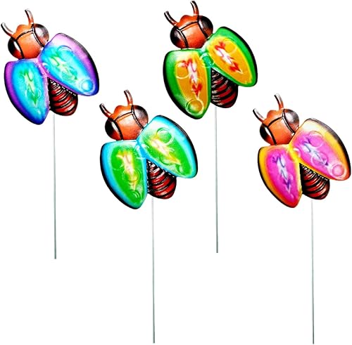 Miniatura 8 de Arte de pared de mariquita de metal, decoración de patio de mariquita de metal en 3D, estaca decorativa de mariquita para jardín, esculturas de