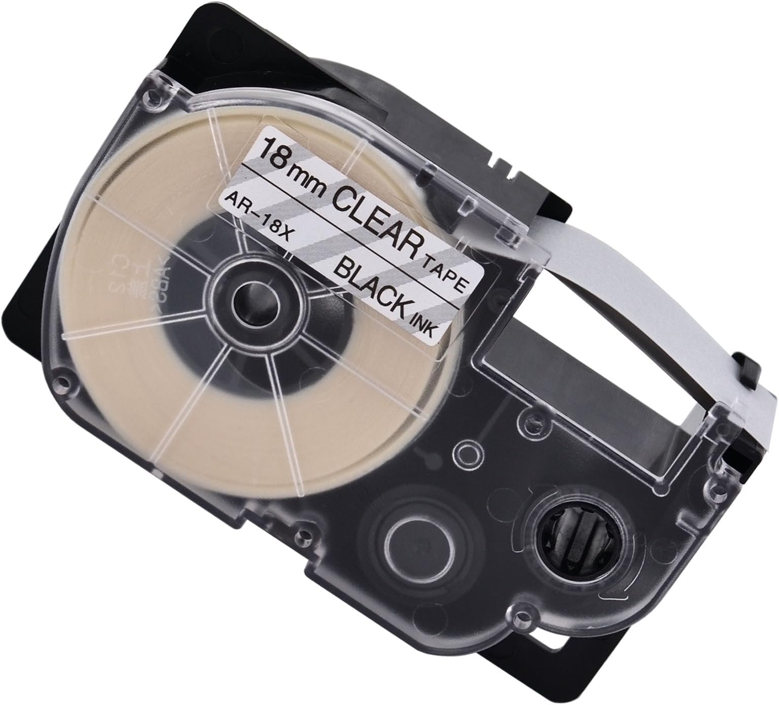 Compatible for Casio XR-18X XR-18X2S XR18X Label Tape Black on Clear 18mm (3/4") x 26 Feet Used in KL-120 KL-100 KL-C500 KL-750 KL750B KL-780 KL820 KL1500 KL7000 KL7200 EZ Printer, 1 Pack