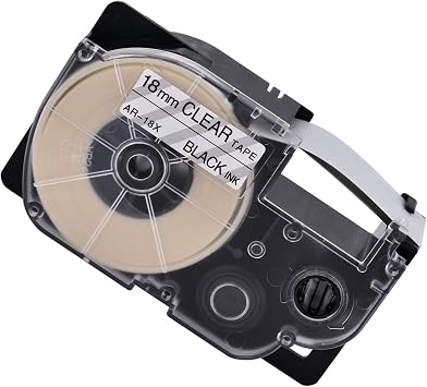 Compatible for Casio XR-18X XR-18X2S XR18X Label Tape Black on Clear 18mm 3/4" x 26 Feet Used in KL-120 KL-100 KL-C500 KL-750 KL750B KL-780 KL820 KL1500 KL7000 KL7200 EZ Printer, 1 Pack