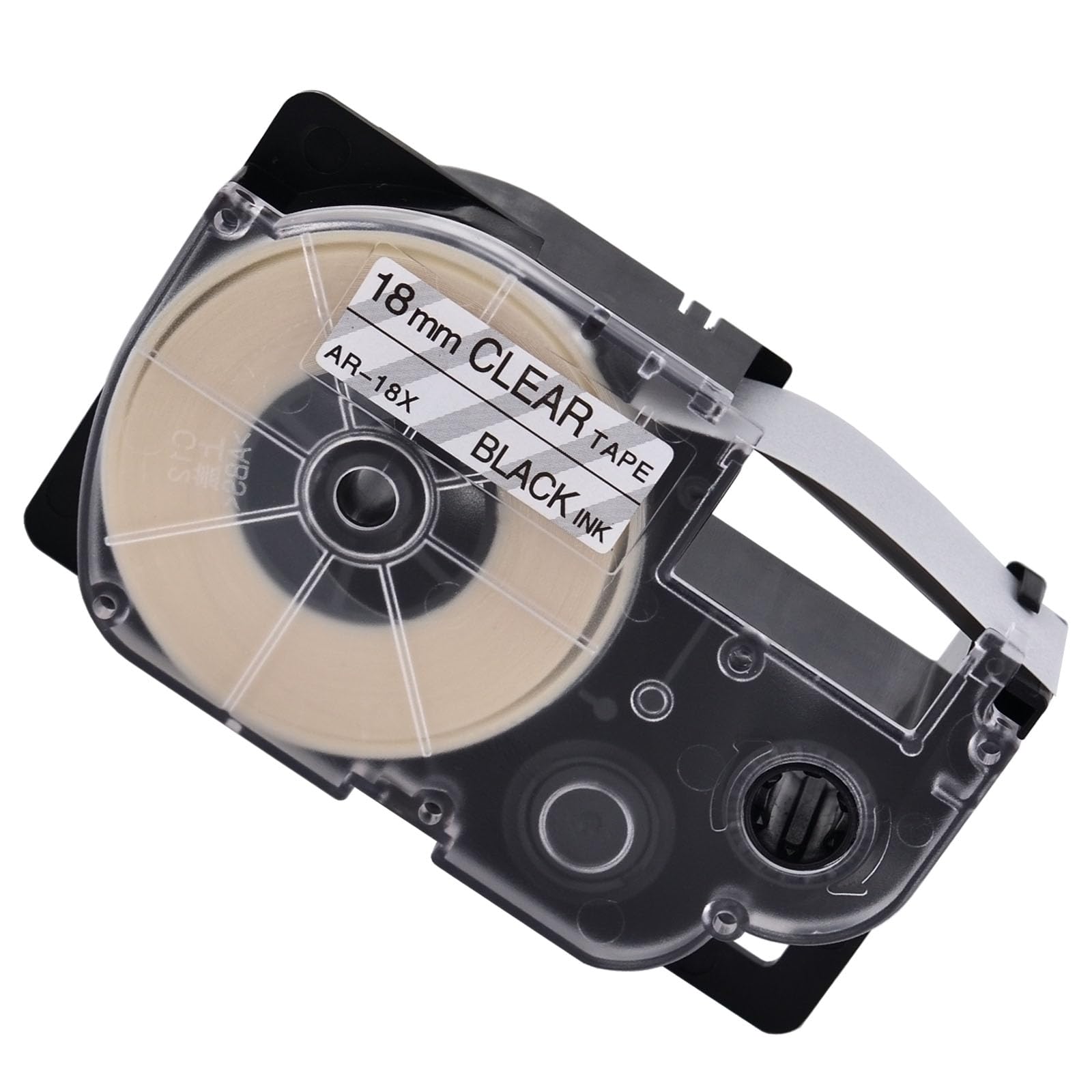 Compatible for Casio XR-18X XR-18X2S XR18X Label Tape Black on Clear 18mm (3/4") x 26 Feet Used in KL-120 KL-100 KL-C500 KL-750 KL750B KL-780 KL820 KL1500 KL7000 KL7200 EZ Printer, 1 Pack