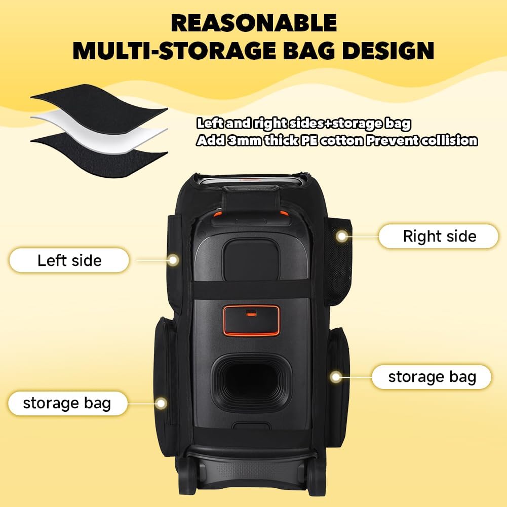 Multifunctional Protective Case for JBL PartyBox Stage 320 Portable Party Speaker - Outdoor Travel Dust Cover Bag Black - Image 4