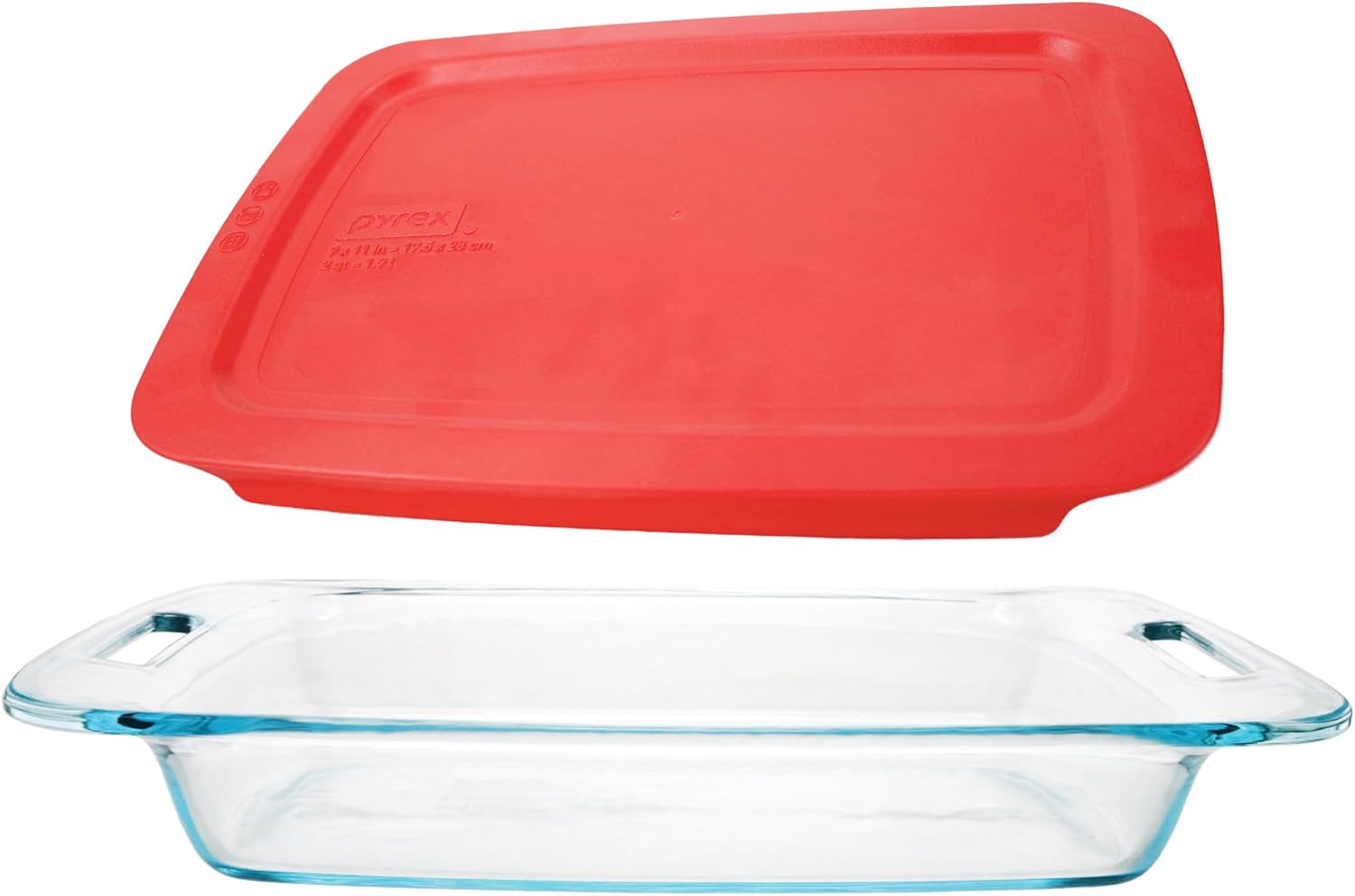 Pyrex Easy Grab 3-Quart Oblong Baking Dish, Red Lid, 9" x 13"