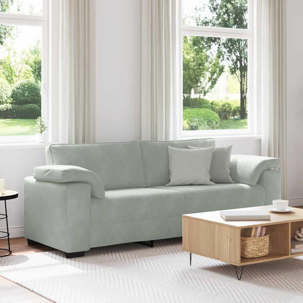 vidaXL Divano a 3 Posti Grigio Chiaro 220x77x82 cm in Velluto, Divano, Divano a 3 posti, Divano in Velluto, Divano, Divano a Tre posti