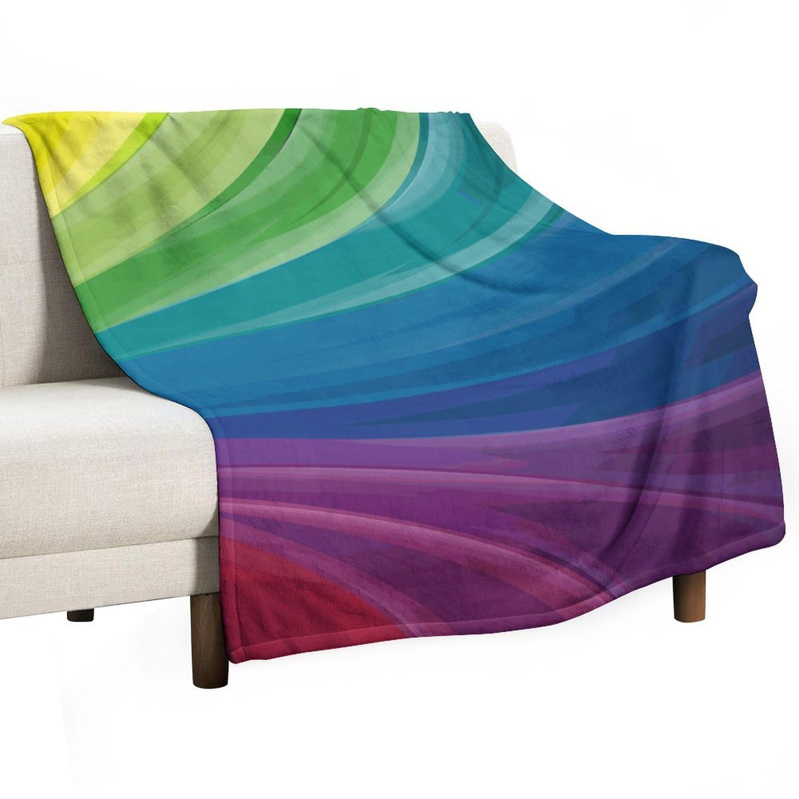 Hxwokrum Flannel Blanket, Colourful Rainbow Throw Blanket for Couch Sofa Bed Office, Soft And Comfortable Without Pilling