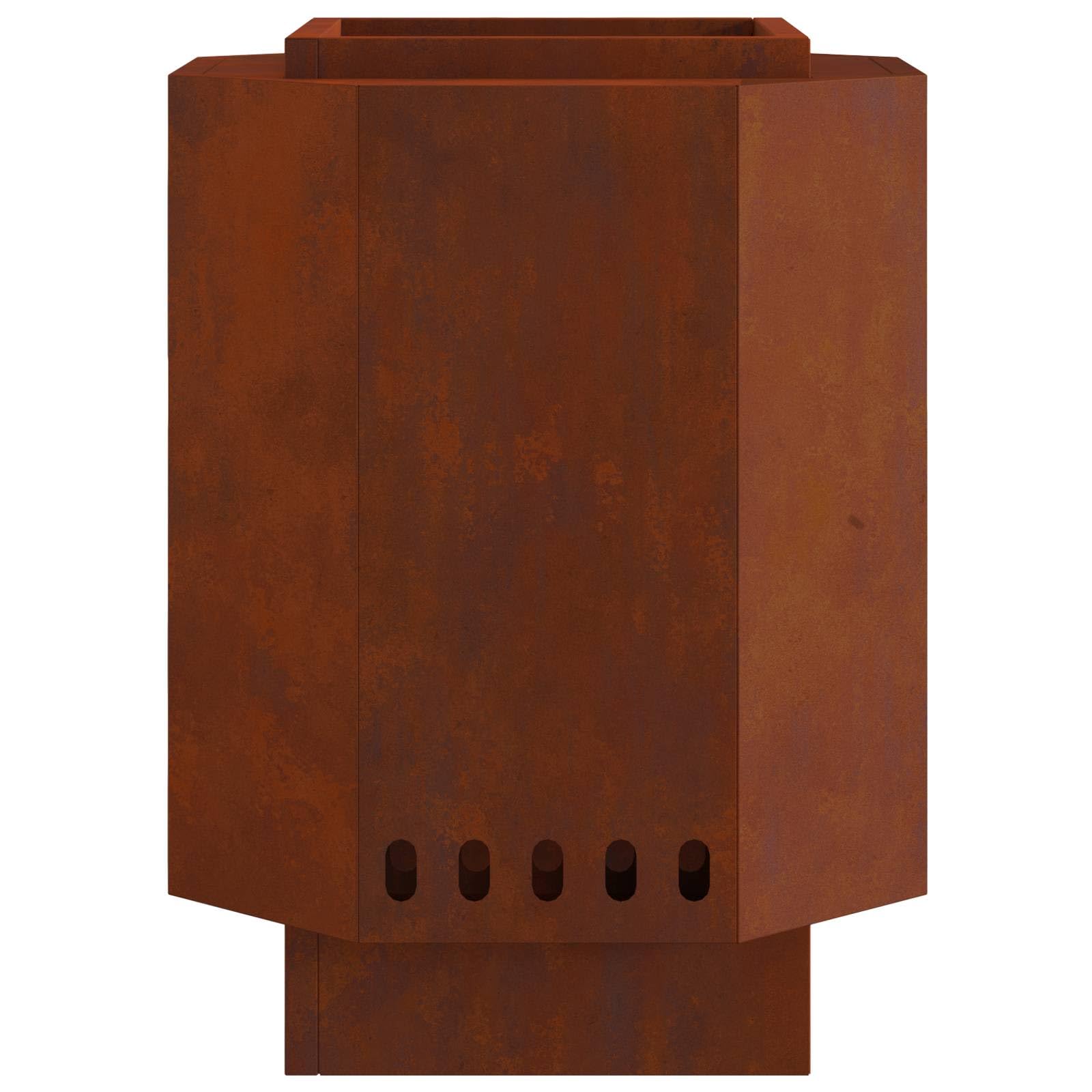Brasero marrón de acero resistente a la intemperie, 38 x 38 x 51 cm, para jardín, terraza, exterior, eficiente distribución del calor, llama decorativa, hoguera duradera para noches acogedoras