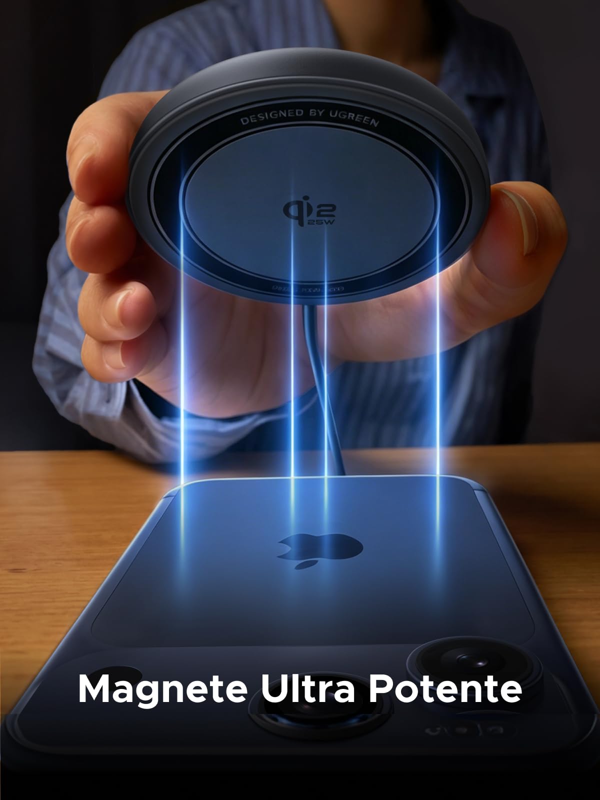 UGREEN Zapix Qi2 25W Certificato Caricatore Wireless iPhone MagSafe Compatibile con iPhone 17 16 15 14 13 12 Air Plus Pro Max, Caricatore Magnetico Carica Rapida con Cavo Lungo 1.5M