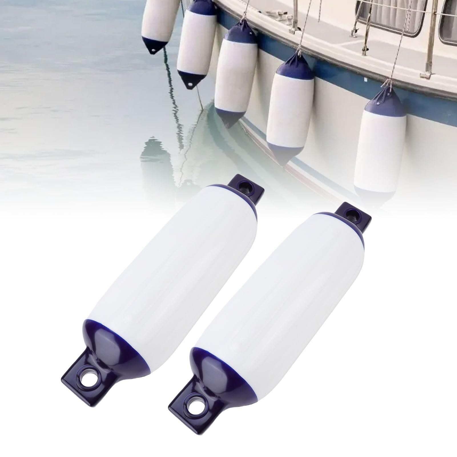 2x Parabordi gonfiabili con cime, parabordi da banchina in PVC per yacht e