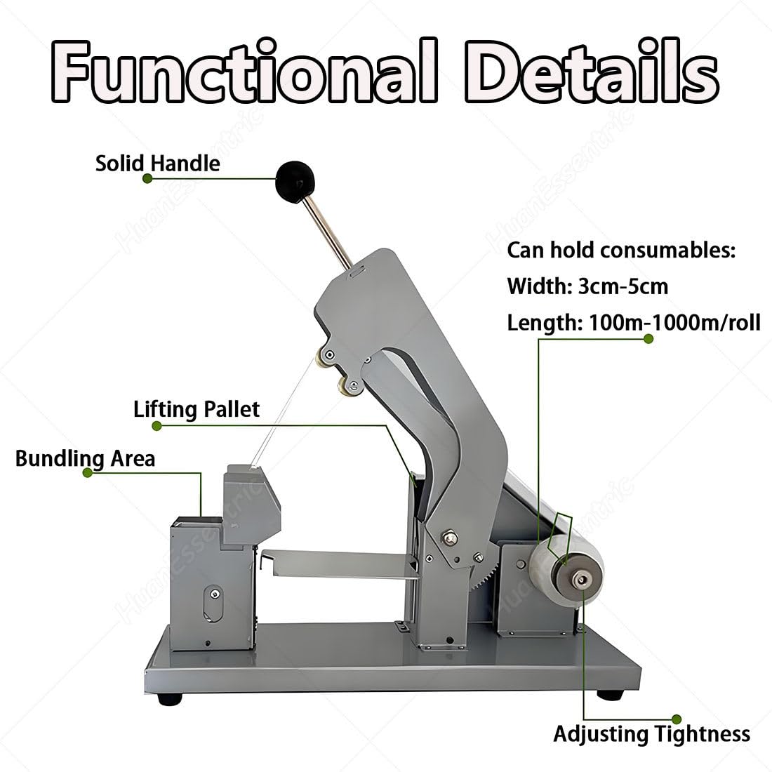 Gemüseverpackungsmaschine, halbautomatischer Bundler für frisches Gemüse und Obst, ergonomischer Griff, Doppelriemen-Fähigkeit, ideal für Schnittlauch und Koriander