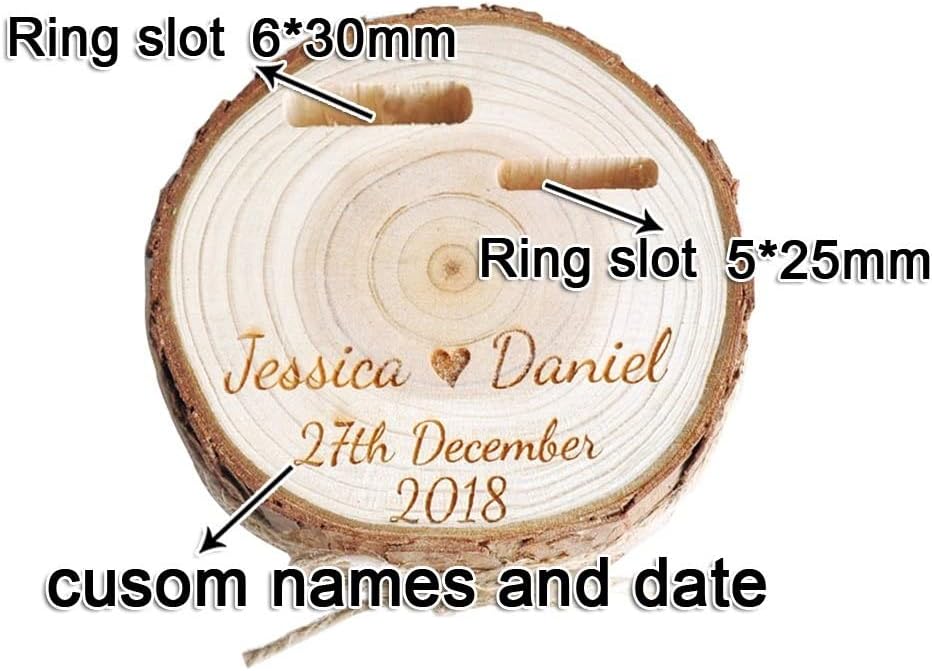 Personalized Wedding Ring Bearer Box,Customized Rings Holder, Wedding Ring Wood Slice, Rustic Ring Box, Proposal Ring Box, Ring Gift Tray, Ring Storage Box,2
