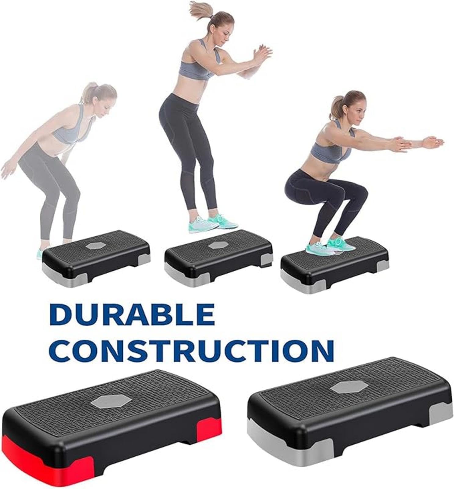 Plateforme Step Crystals 67 Cm Réglable (10-15 Cm) Fitness Aérobie Noir/gris/rouge