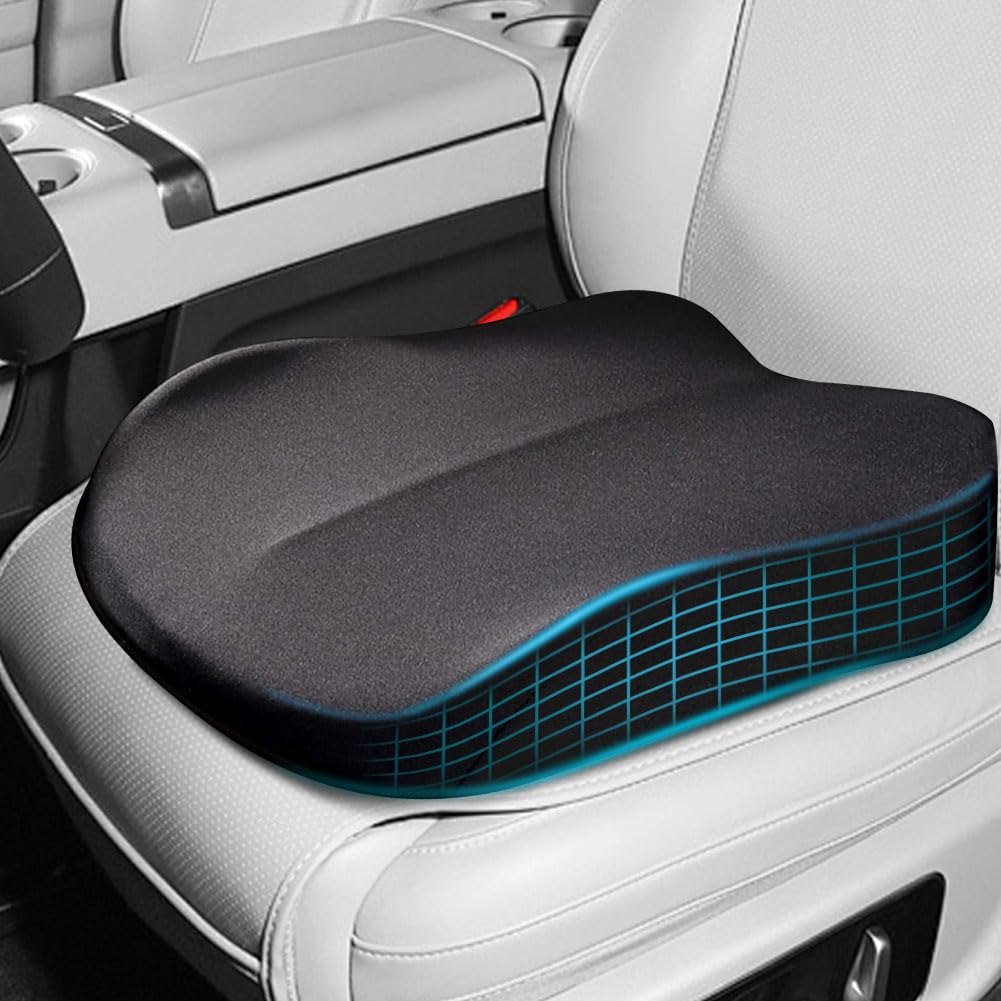 ACBAGI Cuscino di Seduta per Auto per Adulti, Cuscino per Sedile di Guida, Cuscino Sedile in Memory Foam Comfort per Altezza, Sedile di Supporto per Auto, Sedia da Ufficio e Sedia per la Casa (Nero A)