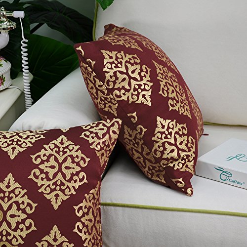 Calitime DSC0366L-DOUBLE Pack Of 2 Soft Jacquard Throw Pillow Covers Cases thumb #4
