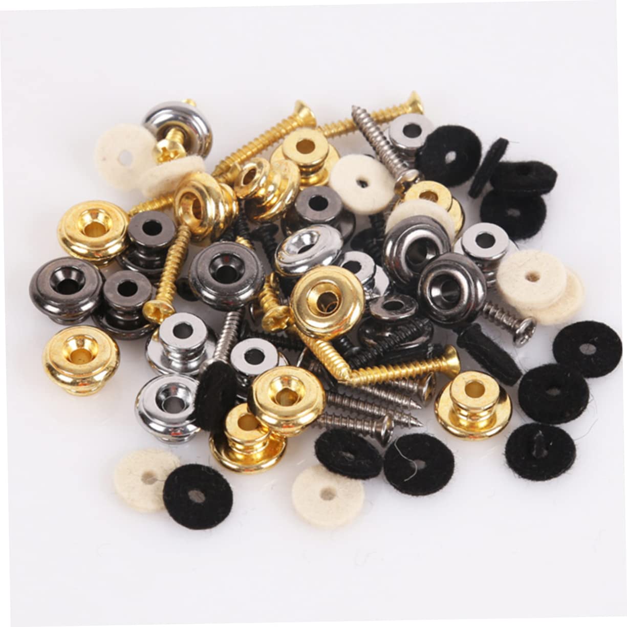 NULYLU 2sets Guitar Fixator Guitar Strap Metal Locks Easy Install Bass Belt Lock 6pcs*2