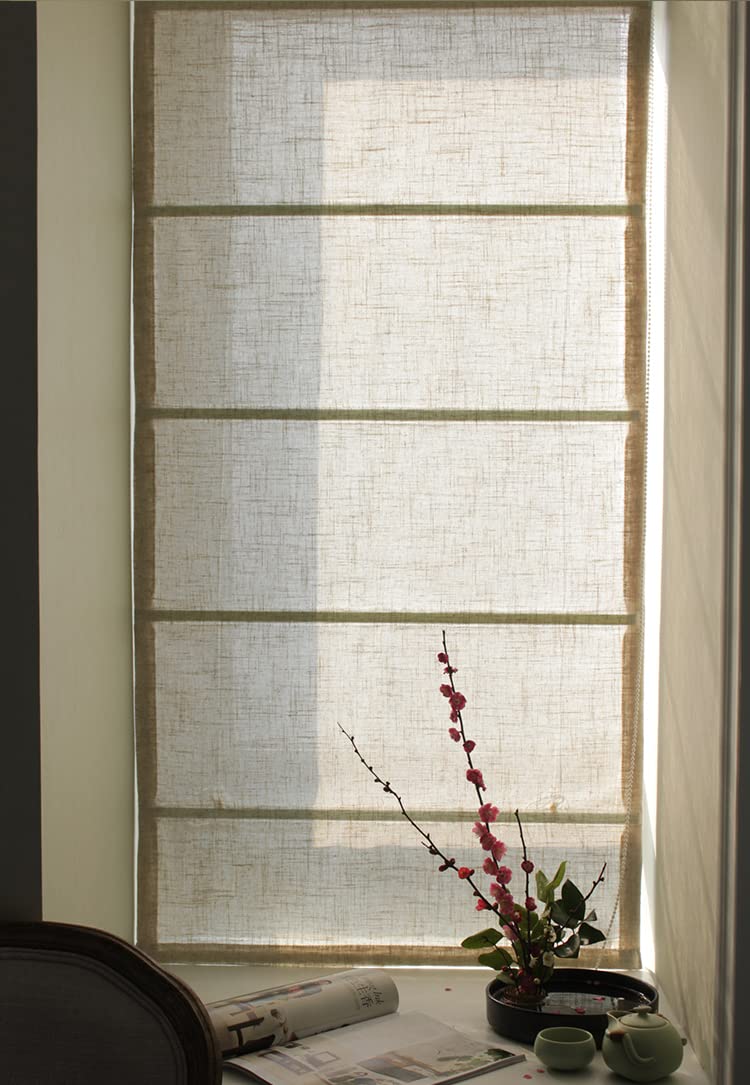 Tenda a pacchetto con luce naturale, tenda pieghevole con coulisse in lino stile country (opacità BxH 40 x 120 cm), Sabbia 1 pezzo