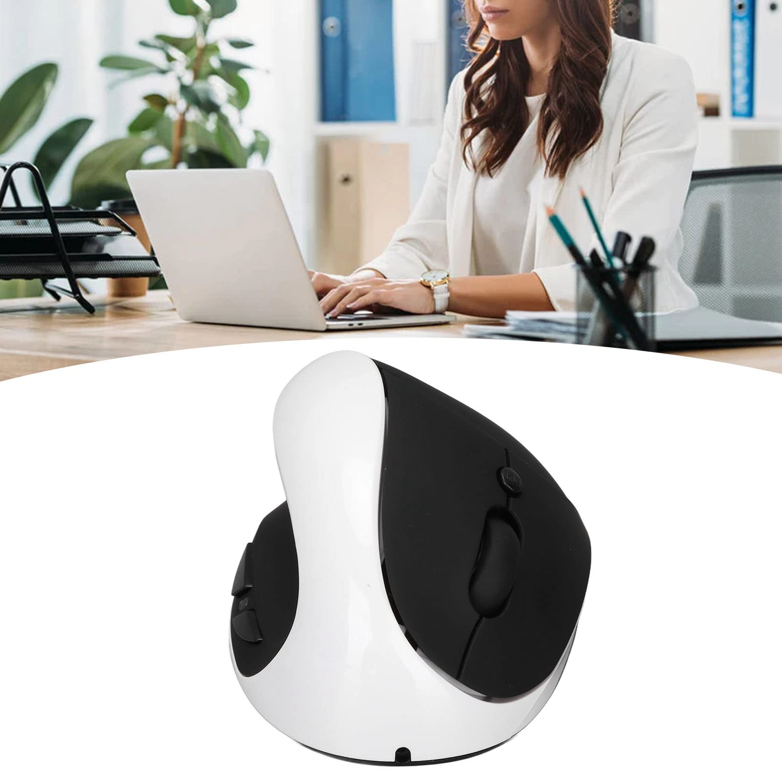 XUMIUZIY Mouse per Mancini, Mouse Ergonomico Verticale Wireless 2.4G, Mouse Ottico Regolabile 800/1200/1600 DPI, Ricaricabile con Ricevitore USB, per Computer Portatile PC Desktop (bianco