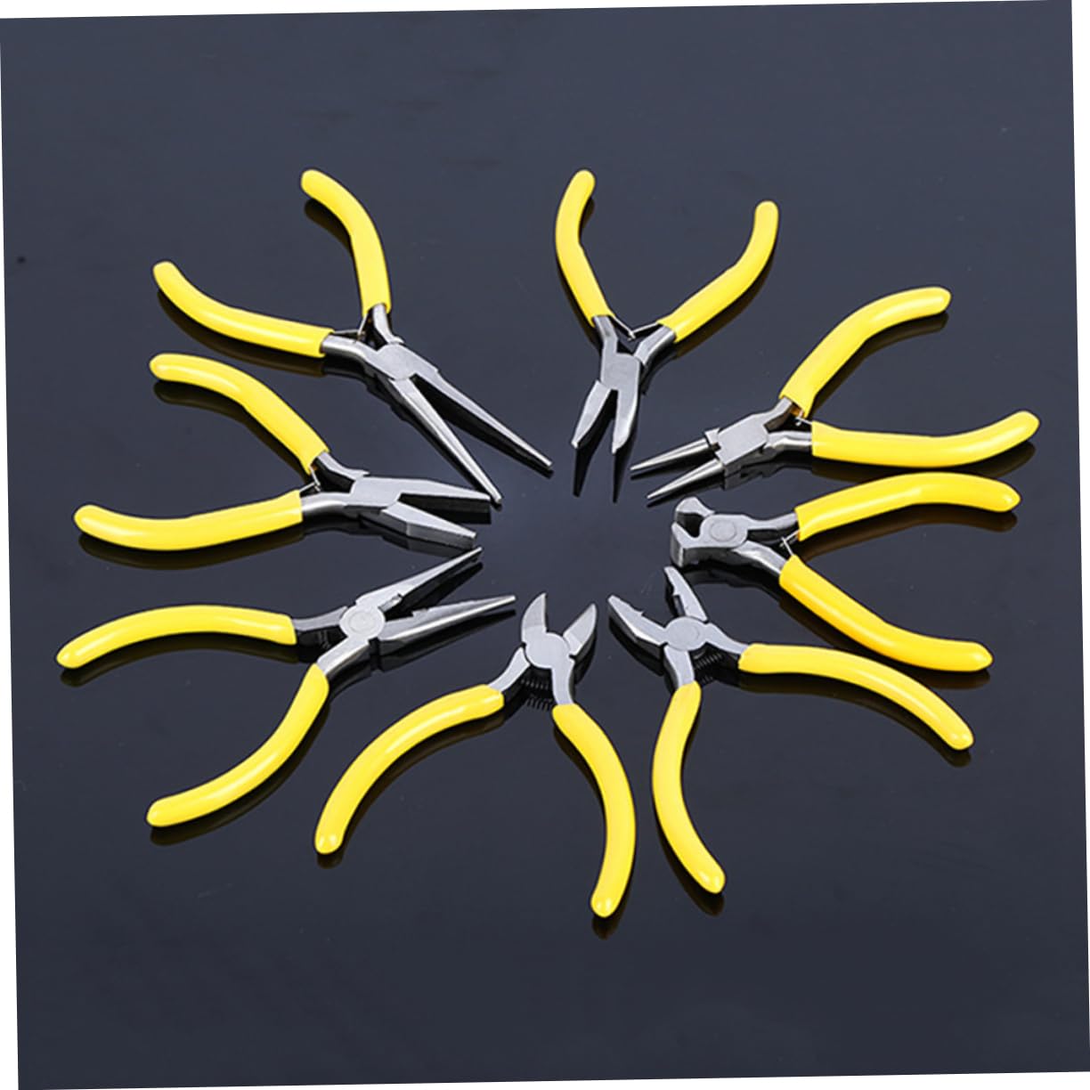 LIFKOME Mini Pinces à Bijoux Pince à Bec Fin Jaune Lot de 8 de 5 Pouces en Acier Outil Pratique pour Bricolage pour Création et Réparation de Bijoux