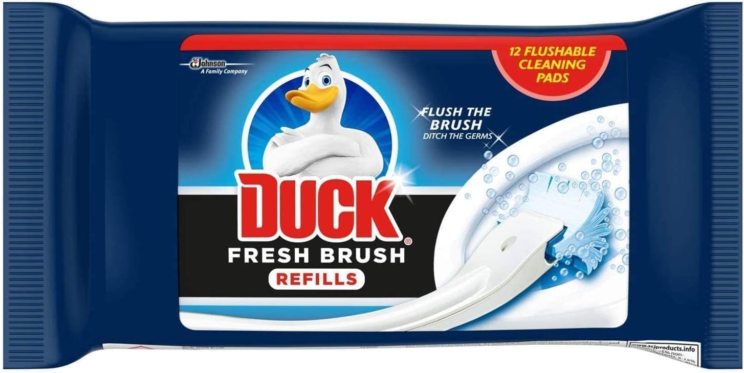 Duck Fresh Brush Refills, Flushable Toilet Bowl Cleaning Pads, Pack of 1 (Total of 12 Refill Pads)