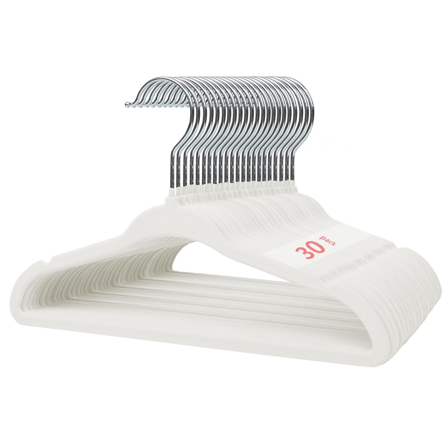 LEMEGA Lot de 30 cintres en Velours pour bébé, avec Design cranté, pour Ultra Fins, Peu encombrants,Crochets pivotants à 360 degrés, cintres antidérapants et durables pour Enfants en Bas âge (Blanc)