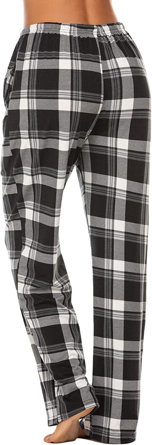 Ekouaer Womens 2 Pack Lounge Pants Comfy Pajama Pants Plaid Pajama Bottoms with Pockets Drawstring Pj Bottoms Pants