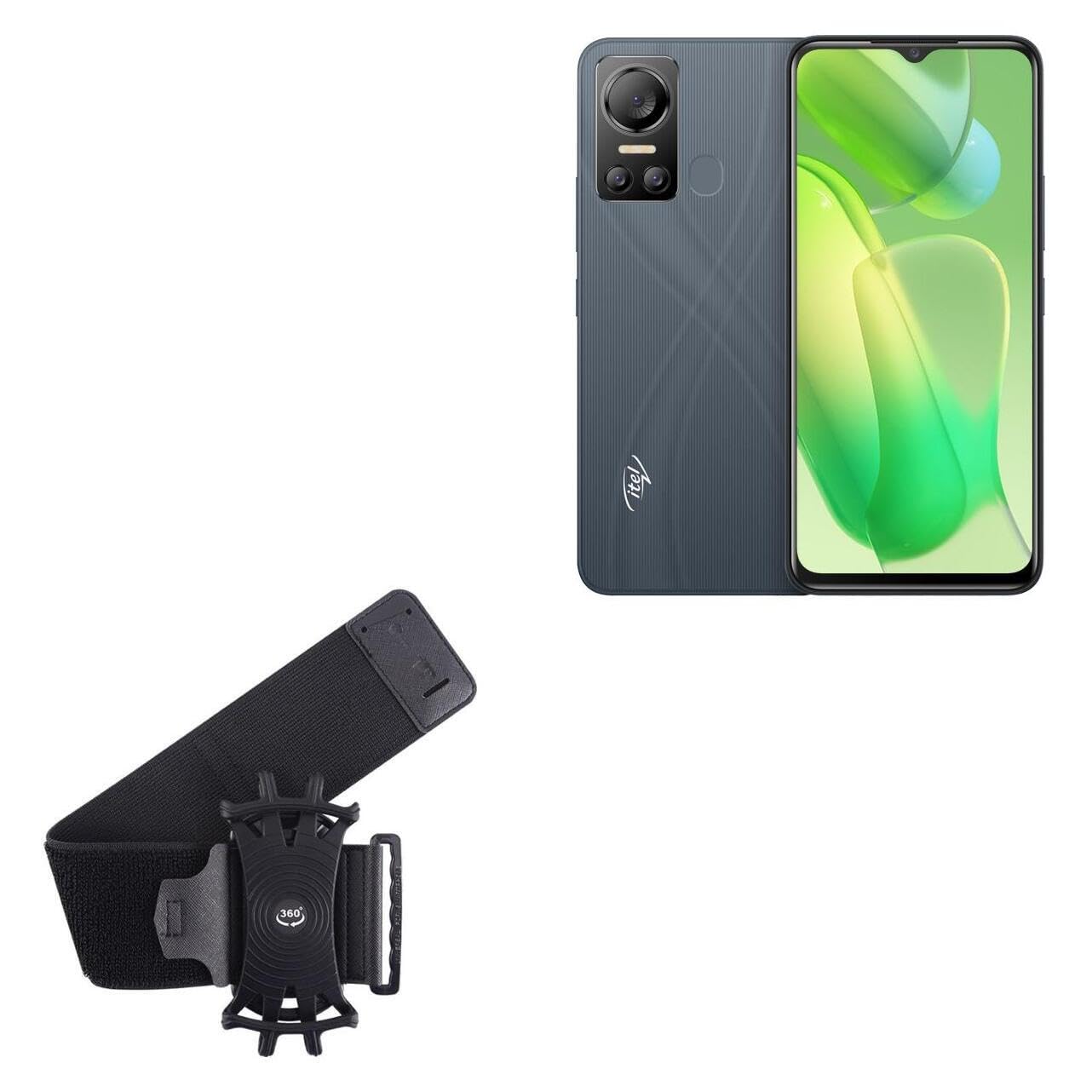 BoxWave Holster Compatible with itel S18 - ActiveStretch Sport Armband, Adjustable Armband for Workout and Running - Jet Black