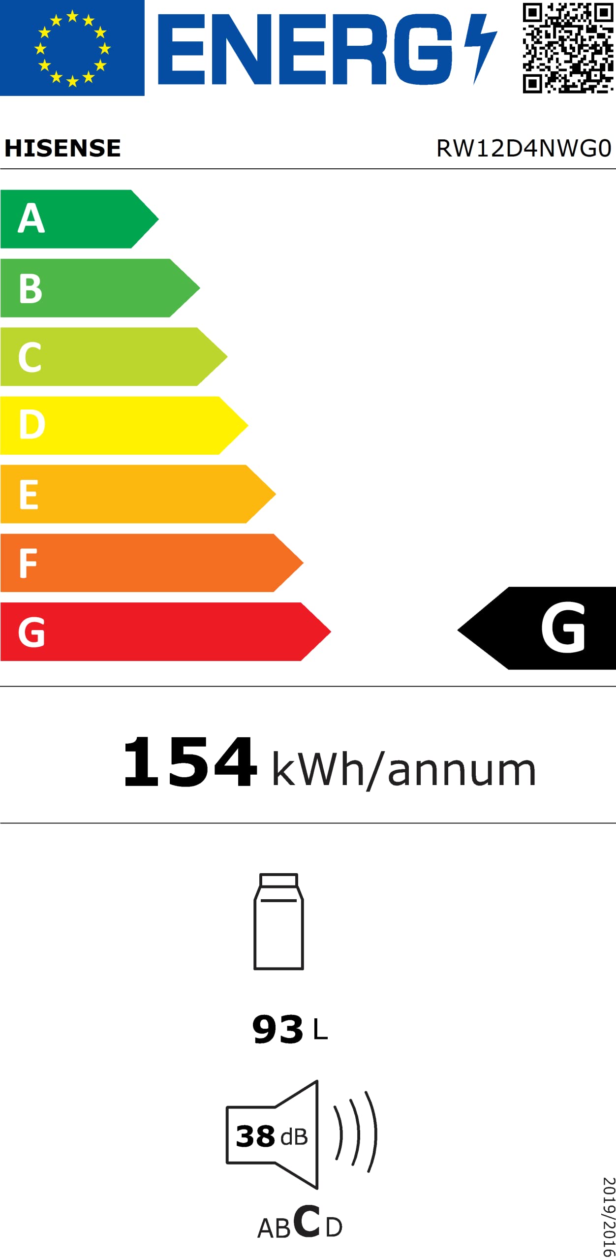 Hisense RW12D4NWG0 - Cantina Vino 30 bottiglie, Monotemperatura, Vetri Anti UV, Ripiani in Legno, Display Touch, Illuminazione Led, Anno 2022