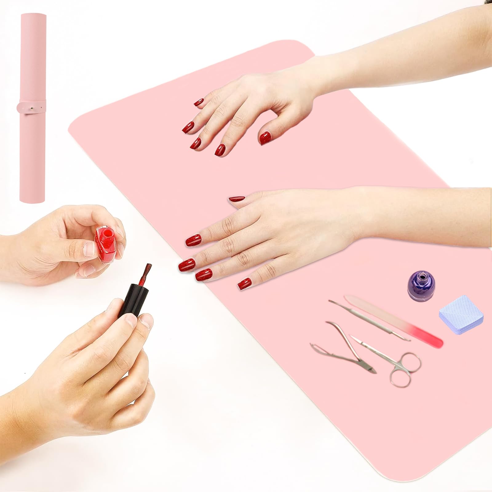 Tapete de mesa para arte de uñas, (solo para el matriz), almohadilla plegable para manicura de uñas, tapete de microfibra suave de piel sintética, almohadilla para reposabrazos de uñas para uñas 5