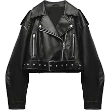 DGKaxiyaHM Women's Faux Leather Casual Short Coat Vintage Fashion Motorcycle Coat Jacket Blazer Collar Zip Up Coats