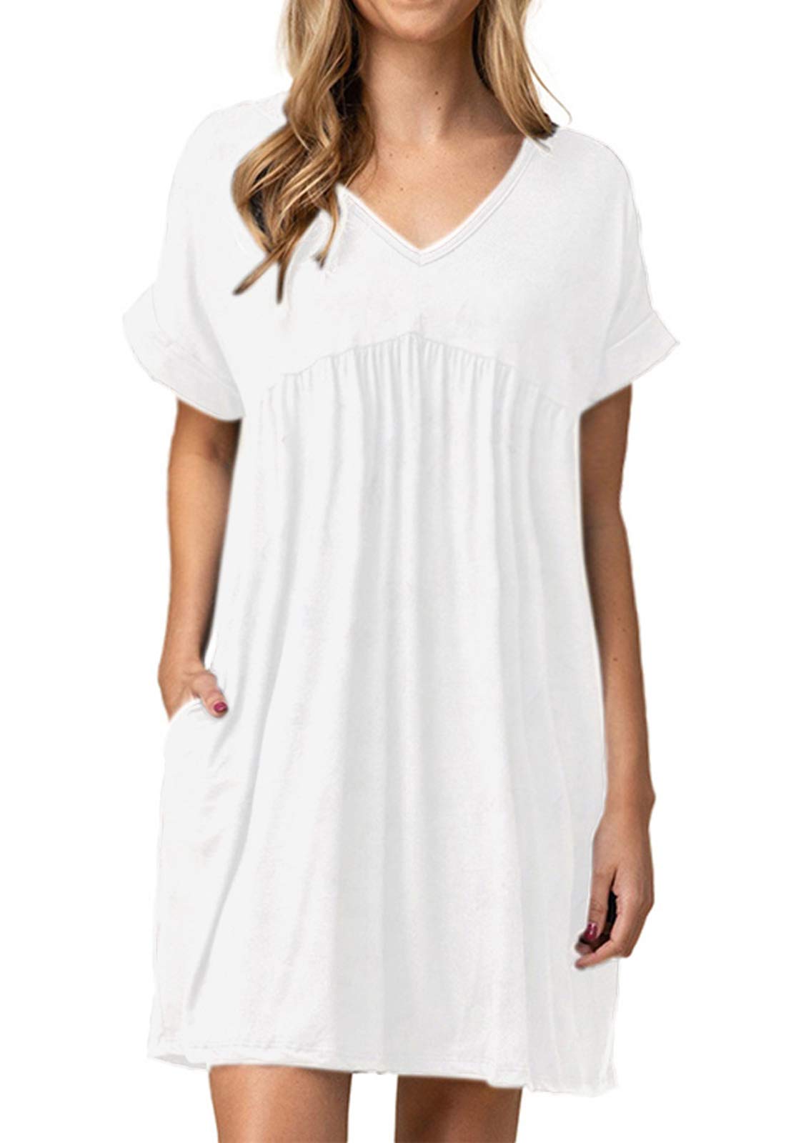 Jayscreate Women's Baby Doll Summer Casual T Shirt Flowy Short Sleeve Dress