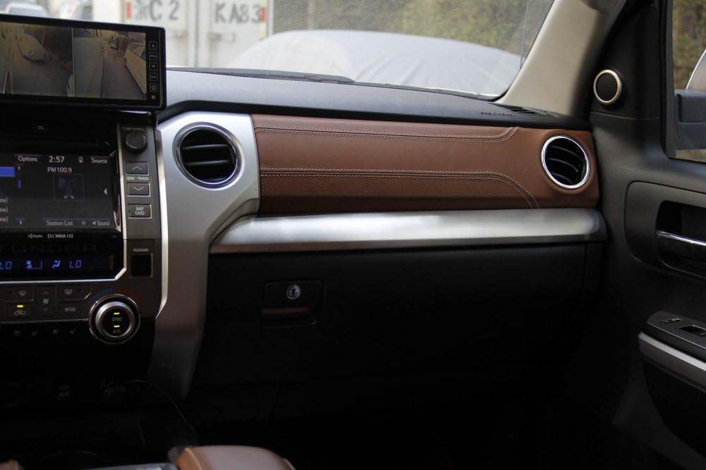 Brushed Steel Control Dashboard Protective Cover Trims for 2014 2015 2016 2017 2018 2019 2020 2021 Toyota Tundra