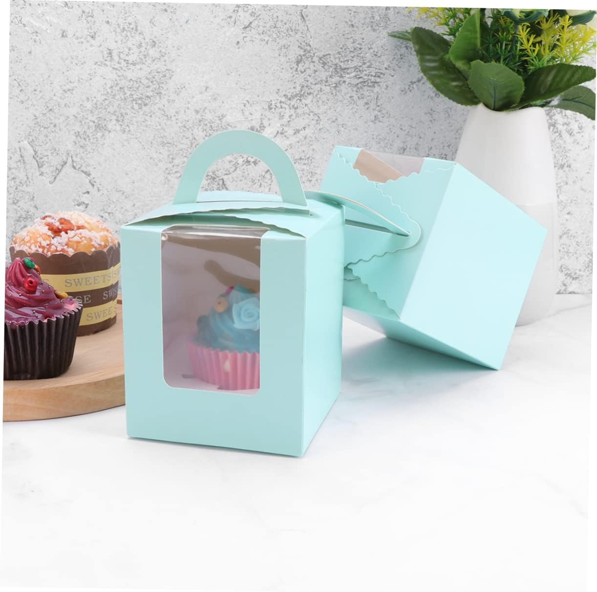 50pcs Food Grade Paper Muffin Box Paper Cups Jumbo Muffin Containers Lid Cupcake Storage Container for Shower Wedding