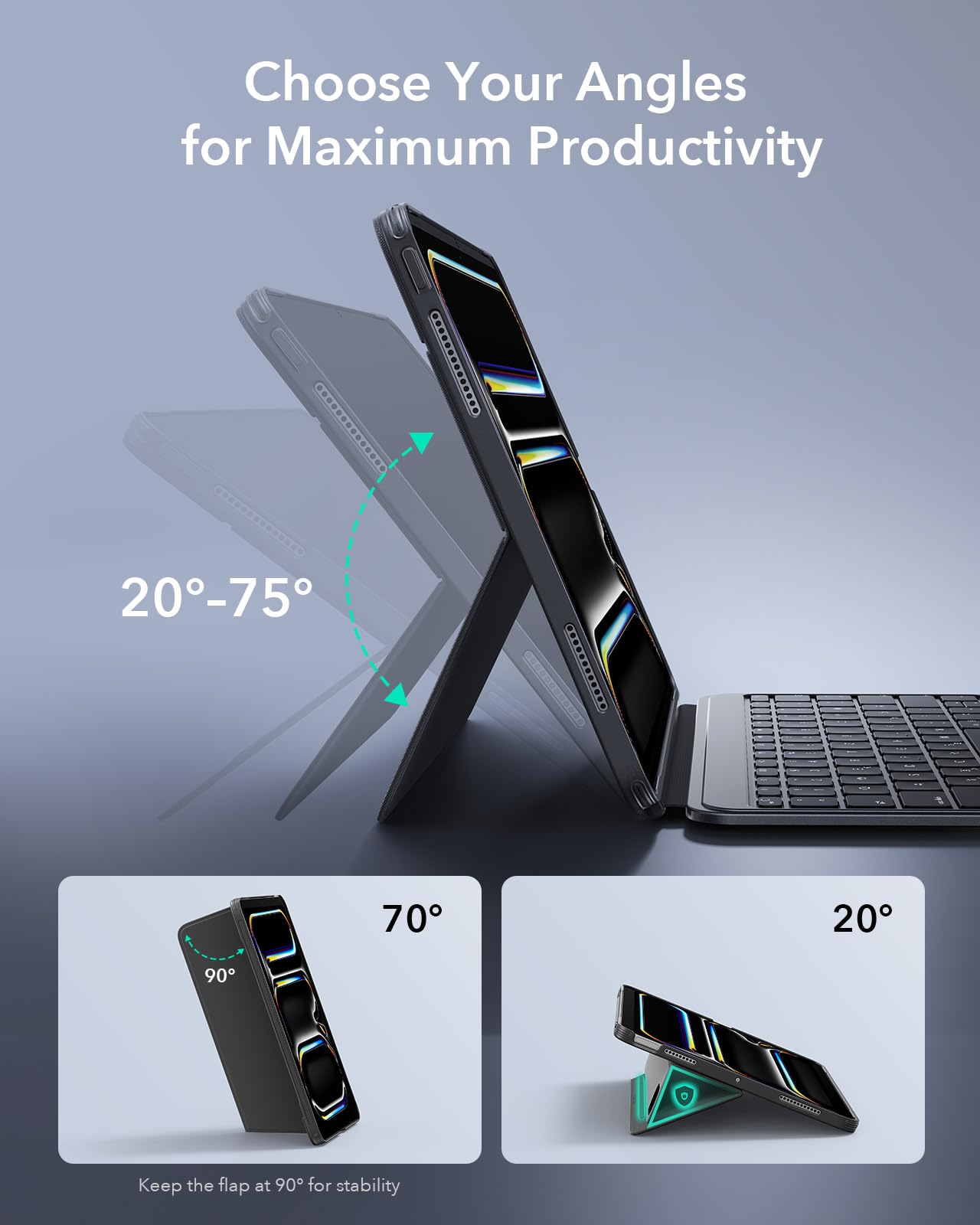 ESR für iPad Pro 13 Zoll M5/M4 2 Stück Panzerglas und Tastatur Hülle