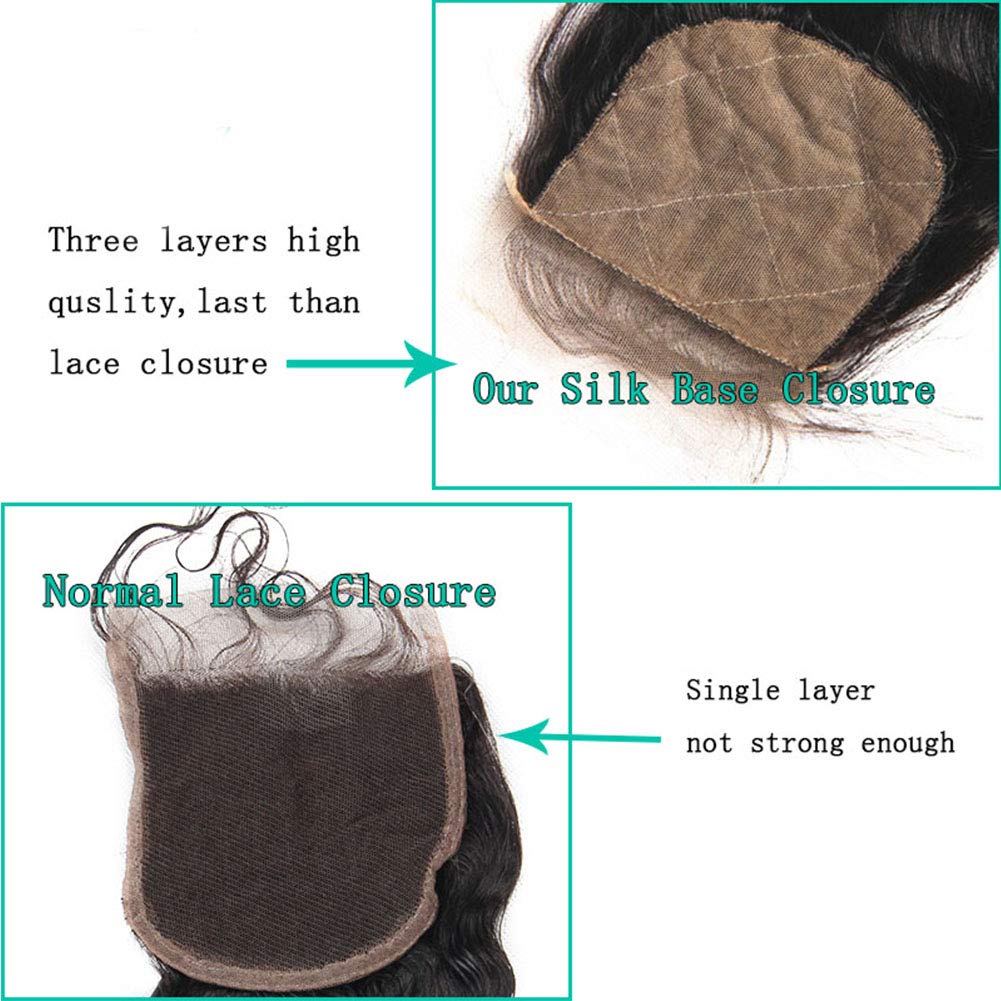 Silk Base Top Closure Yaki Straight Bleached Hidden Knots Free Part 4x4 Fake Scalp Lace Closure With Baby Hair Unprocessed Virgin Kinky Straight Human Hair Closure 14" inch