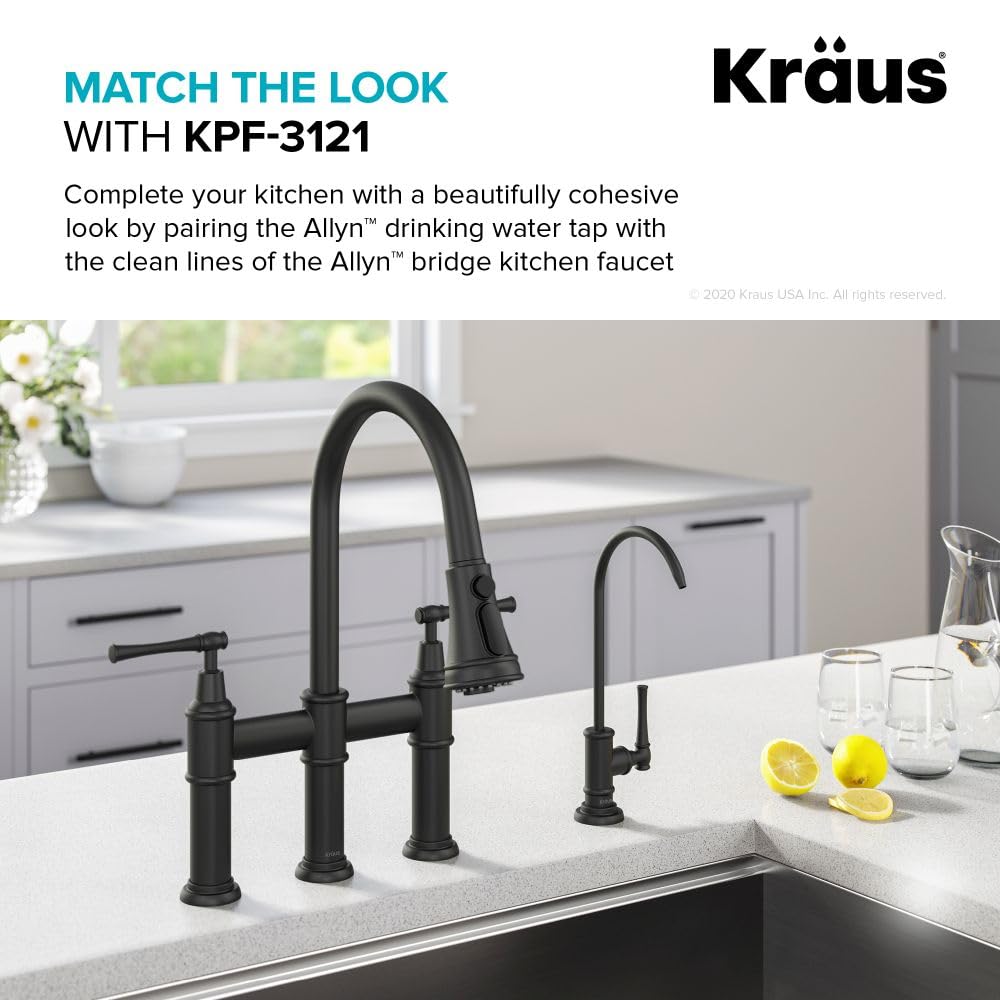 KRAUS Allyn FF-102MB - Grifo de filtro de agua de cocina 100% sin plomo en negro mate