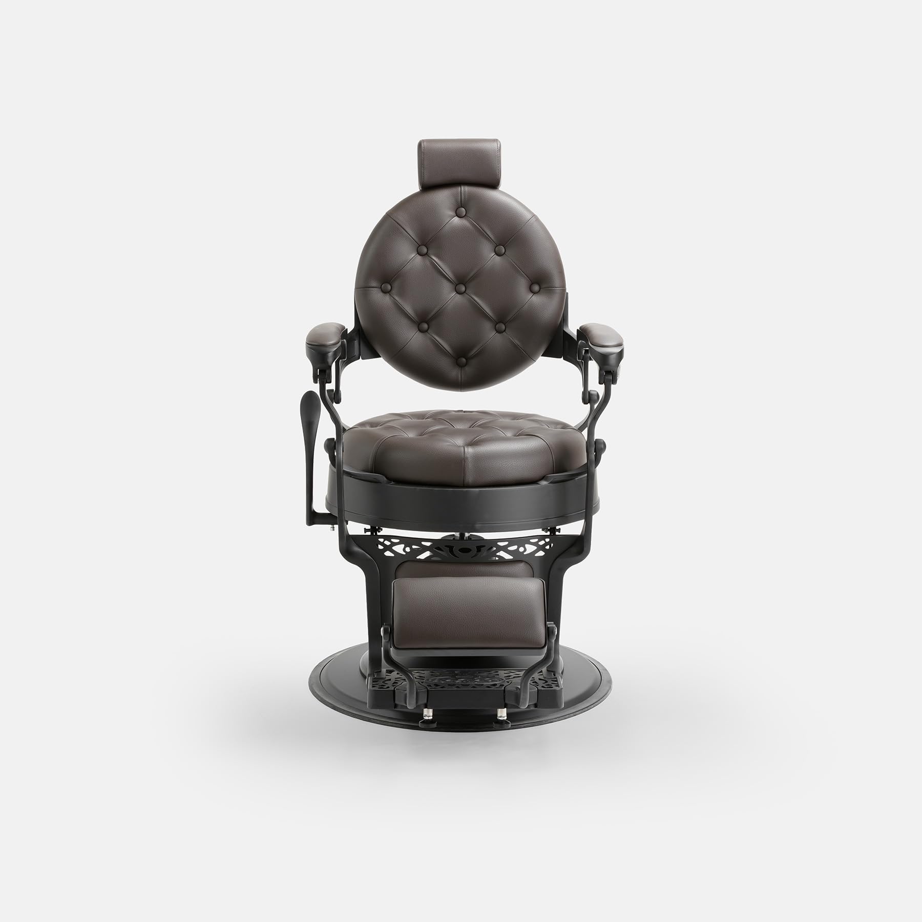 LBH Sillón Clásico de Barbero hidráulico Estilo Vintage con reposapies Integrado Modelo Mack Black Marrón