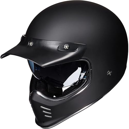 ILM Vintage Full Face Motorcycle Helmets for Adults Men Inner Visor Compatible for Moped ATV Cruiser Scooter DOT ECE Model Z502(Matte Black, M)