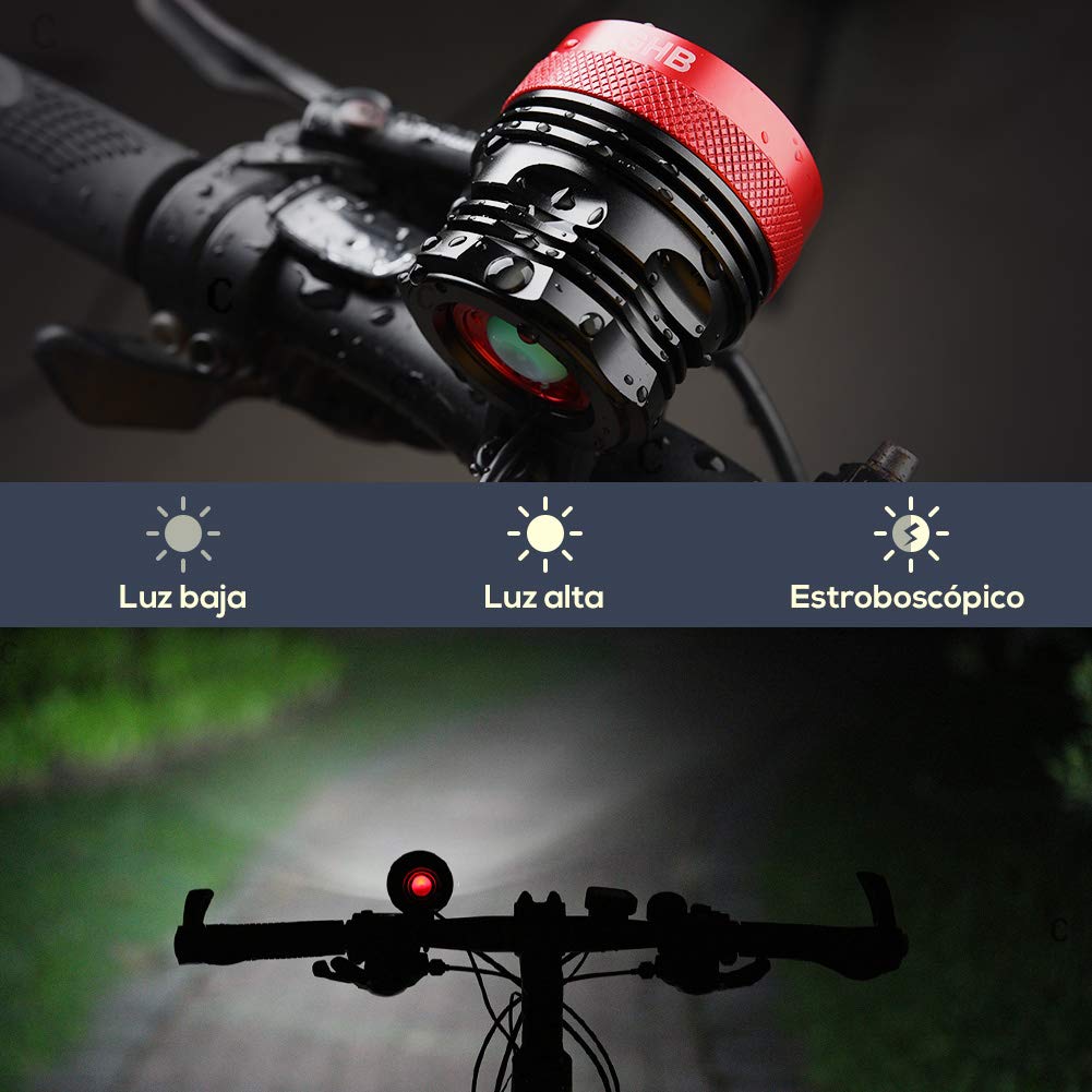 GHB Foco Bicicleta Luces para Bicicleta Impermeable IPX-5 9LED T6 15000LM con Batería y Cargador