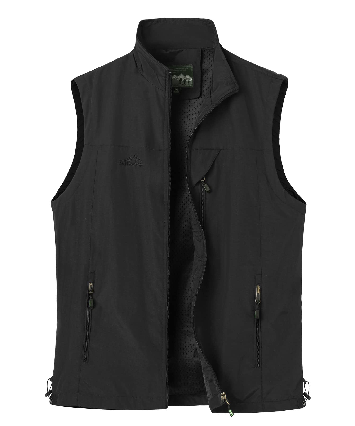 Herren Outdoor Weste mit Taschen Schnelltrocknend Leicht Atmungsaktiv Ärmellose Jacke Nylon Multifunktionsweste